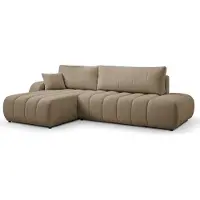 Domo Canapé d'angle avec fonction de couchage BALOO - Design moderne | Grande fonctionnalité | Assise confortable | Matériaux durables | Montage facile | Couleur marron | Gauche