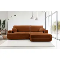 Domo DomoHome Canapé d'angle FUEGO 260x168 cm Cuivre Côté droit Avec fonction sommeil 140x240 cm, Design scandinave, Canapé-lit Avec sommier, Tissu Bubble, Canapé Moderne Pour Salon
