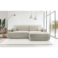 Domo DomoHome Canapé d'angle FUEGO 260x168 cm Beige Côté droit Avec fonction sommeil 140x240 cm, Design scandinave, Canapé-lit Avec sommier, Tissu Bubble, Canapé Moderne Pour Salon