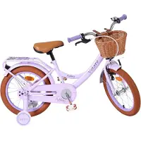 Volare Vélo pour enfants Ashley 16 pouces pour filles, violet – frein à rétropédalage et frein à main, roues d'entraînement amovibles, réglable