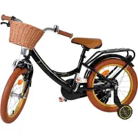 Volare Vélo pour enfants Ashley – Filles – 16 pouces – Noir – Avec frein à rétropédalage et roues d'entraînement amovibles