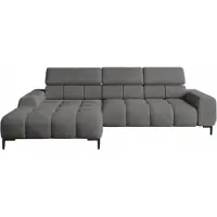 Domo DomoHome Canapé d'angle rembourré en L Côté gauche | 177x270 cm | Canapé d'angle avec fonction sommeil Canapé-lit Petite 3 places Appuie-têtes réglables Assise réglable | Gris foncé