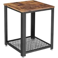 Vasagle Table de nuit, 45 x 45 x 55 cm, table d'appoint au design industriel, table de salon avec tablette grillagée, stable, facile à monter, table de rangement vintage LET41X