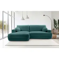 Domo DomoHome Canapé d'angle FUEGO 260x168 cm Turquoise Côté gauche Avec fonction sommeil 140x240 cm, Design scandinave, Canapé-lit Avec sommier, Tissu Bubble, Canapé moderne Pour le salon
