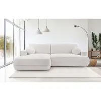 Domo DomoHome Canapé d'angle FUEGO 260x168 cm Blanc Côté gauche Avec fonction sommeil 140x240 cm, Design scandinave, Canapé-lit Avec sommier, Tissu Bubble, Canapé moderne Pour le salon