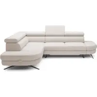 Domo CANAPE OTIS en L, fonction sommeil, appuie-têtes réglables, en tissu AURORA, coussins de dossier amovibles, indépendant, GAUCHE 276x218x97 cm Beige