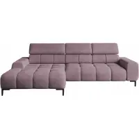 Domo DomoHome Canapé d'angle rembourré en L Côté gauche | 177x270 cm | Canapé d'angle avec fonction sommeil Canapé-lit Petite 3 places Appuie-têtes réglables Assise réglable | Rose poudré