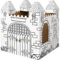 BANKERS BOX XL château fort, château en carton à colorier et à jouer, carton FSC, montage sans outils, 940 x 1088 x 940 mm, à partir de 3 ans, blanc