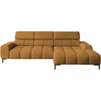 Domo DomoHome Canapé d'angle rembourré en L Côté droit | 177x270 cm | Canapé d'angle avec fonction sommeil Canapé-lit Petite 3 places Appuie-têtes réglables Assise réglable | Or