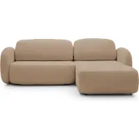 Domo DomoHome Canapé d'angle OLIO en L avec fonction lit 138x210cm et coussins de dos amovibles - Canapé-lit confortable pour salon Autoportant Côté droit 248x174x86cm CAPPUCINO