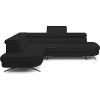Domo CANAPE OTIS en L, fonction sommeil, appuie-têtes réglables, en tissu AURORA, coussins de dossier amovibles, indépendant, GAUCHE 276x218x97 cm Black