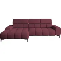 Domo DomoHome Canapé d'angle rembourré en L Côté gauche | 177x270 cm | Canapé d'angle avec fonction sommeil Canapé-lit Petite 3 places Appuie-têtes réglables Assise réglable | Bourgogne