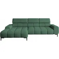 Domo DomoHome Canapé d'angle rembourré en L Côté gauche | 177x270 cm | Canapé d'angle avec fonction sommeil Canapé-lit Petite 3 places Appuie-têtes réglables Assise réglable | Vert