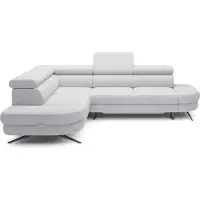 Domo CANAPE OTIS en L, fonction sommeil, appuie-têtes réglables, en tissu AURORA, coussins de dossier amovibles, indépendant, GAUCHE 276x218x97 cm Stainless colour