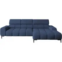 Domo DomoHome Canapé d'angle rembourré en L Côté droit | 177x270 cm | Canapé d'angle avec fonction sommeil Canapé-lit Petite 3 places Appuie-têtes réglables Assise réglable | Bleu