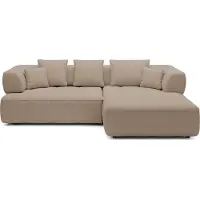 Domo DomoHome Avangarde Canapé d'angle Canapé d'angle moderne avec profondeur d'assise réglable Tissu Aragon hydrofuge et rembourrage de qualité supérieure Disposition à droite 182x285x86cm Beige