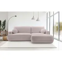 Domo DomoHome Canapé d'angle FUEGO 260x168 cm rose poudré Côté droit Avec fonction sommeil 140x240 cm, Design scandinave, Canapé-lit Avec sommier, Tissu Bubble, Canapé moderne Pour le salon