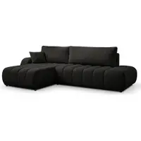 Domo Canapé d'angle avec fonction sommeil BALOO - Design moderne | Grande fonctionnalité | Assise confortable | Matériaux durables | Montage facile | Couleur noir | Gauche