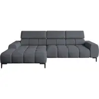 Domo DomoHome Canapé d'angle PLAZA-MINI Tissu SOLAR Canapé d'angle avec dossier confortable et moelleux / Longchair à gauche / Style industriel / Forme en L à gauche | 270x99x177 cm | GRIS
