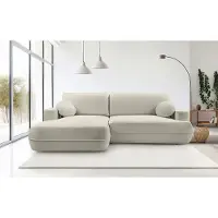 Domo DomoHome Canapé d'angle FUEGO 260x168 cm Beige Côté gauche Avec fonction sommeil 140x240 cm, Design scandinave, Canapé-lit Avec sommier, Tissu Bubble, Canapé Moderne Pour Salon