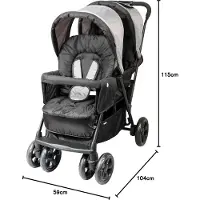 Bambisol Poussette double - Complètement équipée - Housse de pluie incluse - Facile à plier