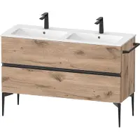 Duravit Sivida Meuble sous-lavabo, 2 tiroirs, poignée noire diamantée mate, 1280x477x591mm, pour ME by Starck, SV46470BD550000