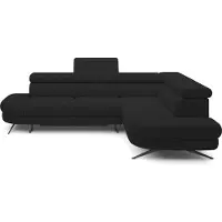 Domo CANAPE OTIS en L, fonction sommeil, appuie-têtes réglables, en tissu AURORA, coussins de dossier amovibles, indépendant, DROITE 218x276x97 cm Black