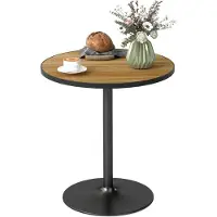 SUCCESS COURIER Table de salle à manger ronde, table de cuisine, table de salle à manger moderne pour 4 personnes, aspect bois, table basse, salon, 70 x 76 cm, chêne