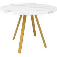 Youjia Table à manger ronde (80 × 80 × 75 cm), table de cuisine-salle à manger, table basse ronde pour 4 personnes, idéale pour la salle à manger ou le salon, pieds en métal