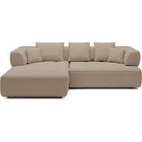 Domo DomoHome Avangarde Canapé d'angle Canapé d'angle moderne avec profondeur d'assise réglable Tissu Aragon hydrofuge et rembourrage de qualité supérieure Disposition à gauche 182x285x86cm Beige