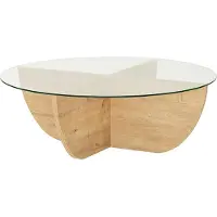 Skye Decor , Lily - Chêne saphir, tables basses, chêne saphir, verre, 90 x 30 x 90 cm