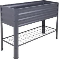 Spetebo 4,00 Jardinière surélevée en métal avec toile de paillage - env. 114 x 41 x 80 cm - Métal thermolaqué, anthracite