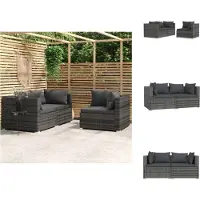 vidaXL Ensemble de salon de jardin 3 pièces avec coussins Gris Poly rotin - Eléments de salon de jardin