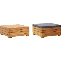 Prolenta Maison Exclusive - Table de jardin et tabouret avec coussin, en bois massif d'acacia