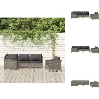 vidaXL Ensemble de salon de jardin 5 pièces avec coussins Gris Poly rotin - Ensemble de meubles de jardin