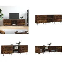 vidaXL Armoire TV chêne fumé 150x30x50 cm Bois composite - Armoire TV - Meubles TV - Supports TV