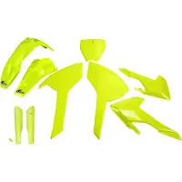 Ufo Kit de carénage PLAST, 9 pièces, ensemble de carénage en plastique avec protection de fourche pour Husqvarna FC TC 125 - 450 cm³, années de fabrication 2016 - 2018, couleur : jaune fluo
