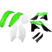 Ufo Kit de carénage PLAST, 9 pièces, ensemble de carénages en plastique avec protection de fourche pour Kawasaki KX F 250 cm³, années 2013 à 2016, couleur : vert / blanc / noir