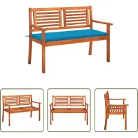 The Living Store Banc de jardin 2 places avec support 120 cm bois massif eucalyptus