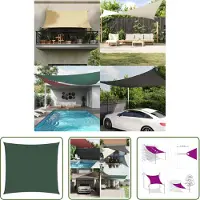 The Living Store Voile d'ombrage Oxford Tissu Carré 3x3 m Vert foncé