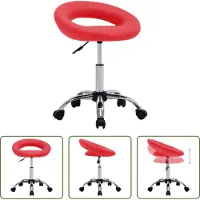 The Living Store Tabouret de travail à roulettes Rouge Similicuir