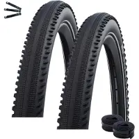 Bike-parts 2 pneus de vélo Schwalbe Hurricane Performance DD RaceGuard E-50 ADDIX 29 x 2,40 (62-622), noirs/réfléchissants, + 2 chambres à air Schwalbe AV19, incluant des démonte-pneus