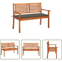 The Living Store Banc de jardin 2 places avec support 120 cm bois massif eucalyptus