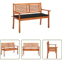 The Living Store Banc de jardin 2 places avec support 120 cm bois massif eucalyptus