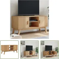 The Living Store Armoire TV OLDEN Marron 114x43x57 cm Pin massif