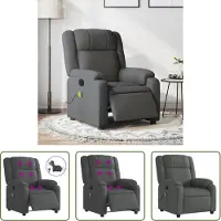 The Living Store Fauteuil de massage électrique Tissu gris foncé