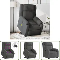 The Living Store Fauteuil de massage avec releveur Gris foncé Tissu