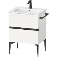 Duravit Sivida Meuble sous-lavabo, 2 tiroirs, poignée encastrée noir diamant mat, 610x477x591mm, pour ME by Starck, SV46430BD180000