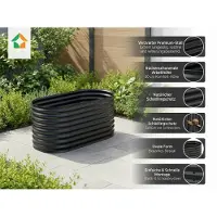 Prestige Home Living Outdoor Potager surélevé en acier ovale S 160 x 80 x 80 anthracite