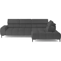 Domo DomoHome Canapé d'angle PLAZA-L Tissu SOLAR Canapé d'angle avec dossier confortable et moelleux / Longchair à droite / Style industriel / Forme en L droite | 300x99x216 cm | GRIS